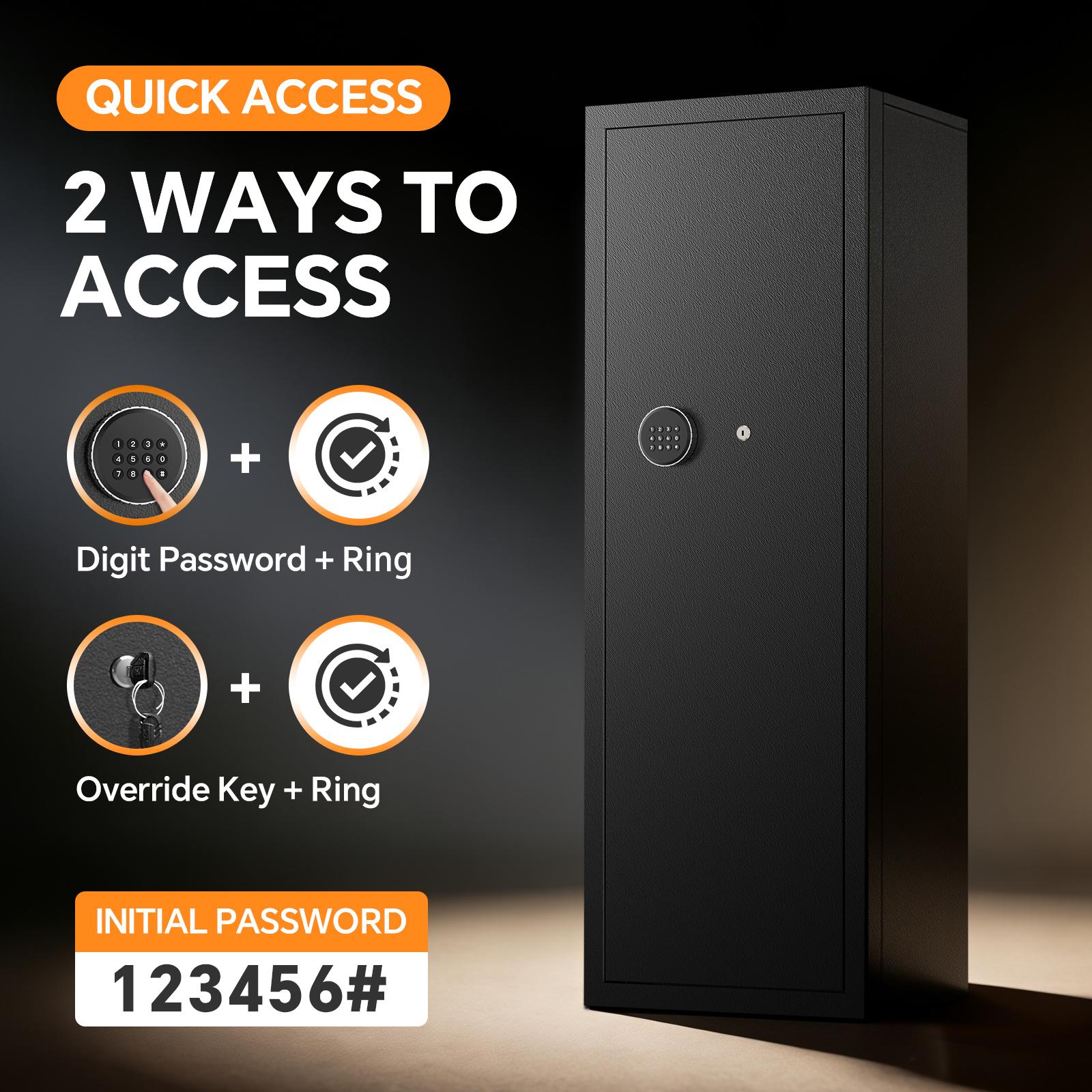 ACTIGER Digital Home Gun Safe Cabinet Quick Access Security Box for Rifles and Pistols with Alarm & Reaction Lock - Large Easy assembly Storage for Home Office Closet - Ideal Security Gift for Women/Men/Family