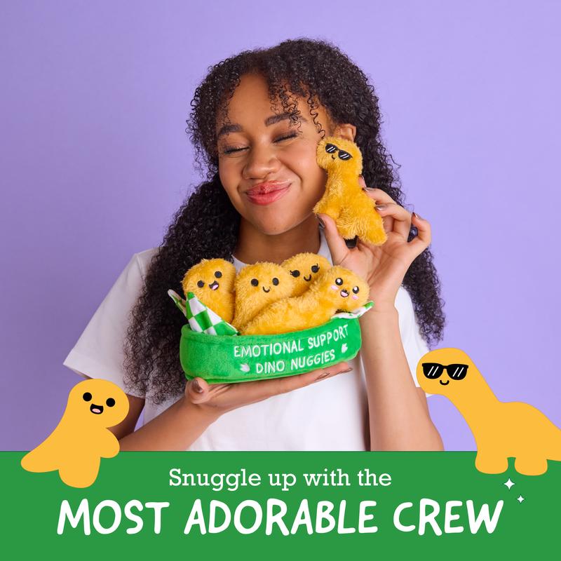 Emotional Support Dino Nuggies by Relatable, Cuddly Stuffed Animals and Dinosaur Toys, Great Valentine's Gift Ideas Kids, Includes 5 Dinosaur Plushies with Carrying Basket