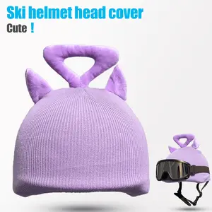 Cute Plush Cartoon Ski Hat, Detachable Helmet Cover, Suitable for Cycling, Snowboarding, Outdoor Sports, Unisex Winter Accessory