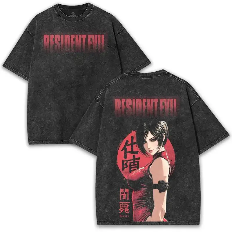 Ada Wong x Resident Evil – Femme Fatale Graphic Tee with Iconic Back Art & Washed Fit for Survivor Fans | Embrace the Mystery!v1