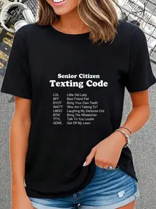 100% Cotton Senior Citizen Texting Code, Old People Gift T-Shirt