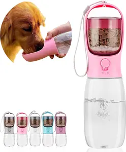 Pet Water Bottle with Food Container, Travel Puppy Water Bowl, Portable Pet Dispenser, Dog Gift Stuff Accessories Items, Puppy Essentials Necessities for Dog&Cat Walking and Hiking