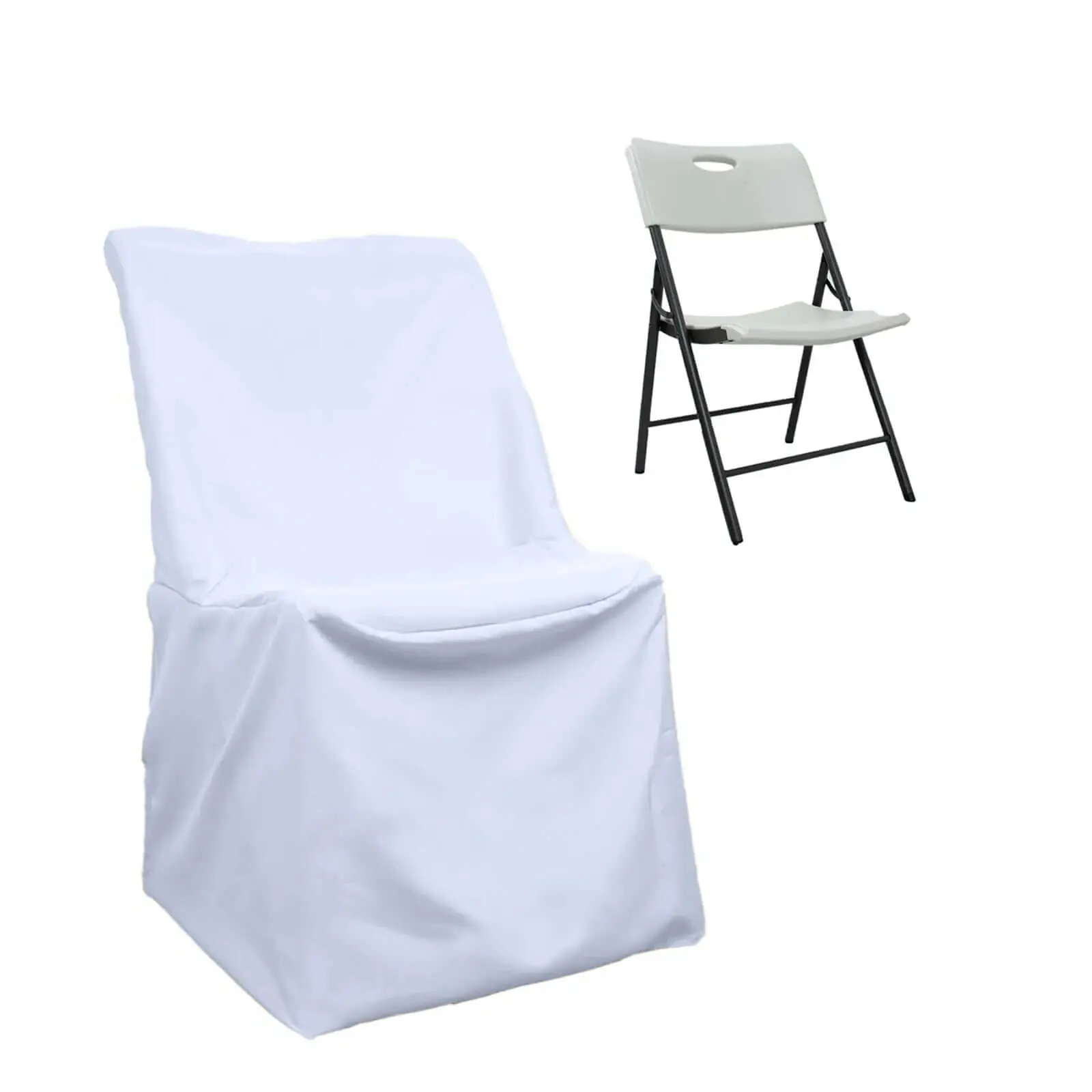 Polyester Chair Covers for Folding Lifetime Chairs, White Slip-On Cover - Reusable, Durable for Weddings, Gatherings, Chair Covers For Folding Chairs