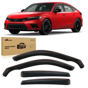 Nilight 4-Pieces Durable In-Channel Rain Guards, Window Deflectors & Vent Visors for Honda Civic Hatchback HB LX Sport Touring EX-L 2022-2024, Black Car Exterior Accessories