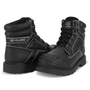 Men's safety belt-style work protection shoes, with a steel toe cap, are slip-resistant and practical for use in the construction industry. Men's work boots.