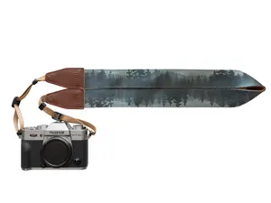 Foggy Forest Camera Strap - Leather ends, Comfortable backing, Adjustable, Compatible Connection for DSLR, Mirrorless, Film, Photographer Accessory