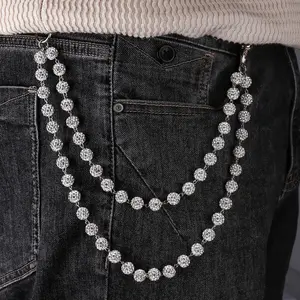 Harajuku Street Rhinestone Keychain Wallet Belt Chain for Men Hip Hop Trousers Hipster Pant Jeans Chain Rock Jewelry