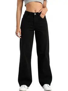 Women's Wide Leg Jeans High Waist Button Fit Casual Denim Jeans, baggy jeans,black pants for women,jeans for women trendy,Fashionable Comfortable Daily Wear, Perfect for Casual Style