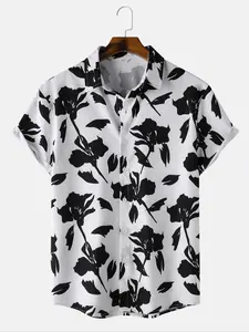 Men's Floral Print Short Sleeve Shirt, Regular Fit Casual Comfy Top for Summer, Men's Clothes for Beach Vacation