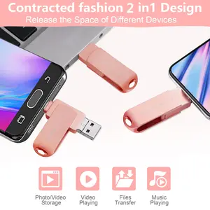 USB C Flash Drive 1TB for Android Flash Drive Photo Stick 3in1 USB C Thumb Drive USB3.0 Jump Drive Richwell for Android Devices,Computers and MacBook USB C DXZ 1000G PIink