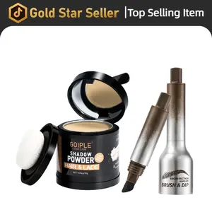 Hairline Powder for Bald Spots, Eyebrows, Beard Line, Light-Blonde Hair Fibers for Thinning Hair Shadow Powder 2 Pack (Light Brown)