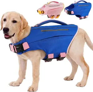Kuoser Dog Life Jacket with Rescue Handle, High Flotation Dog Swim Vest with Reflective Strips, Adjustable Pet Life Vest for Boating, Swimming, Lake, Kayaking, Canoeing