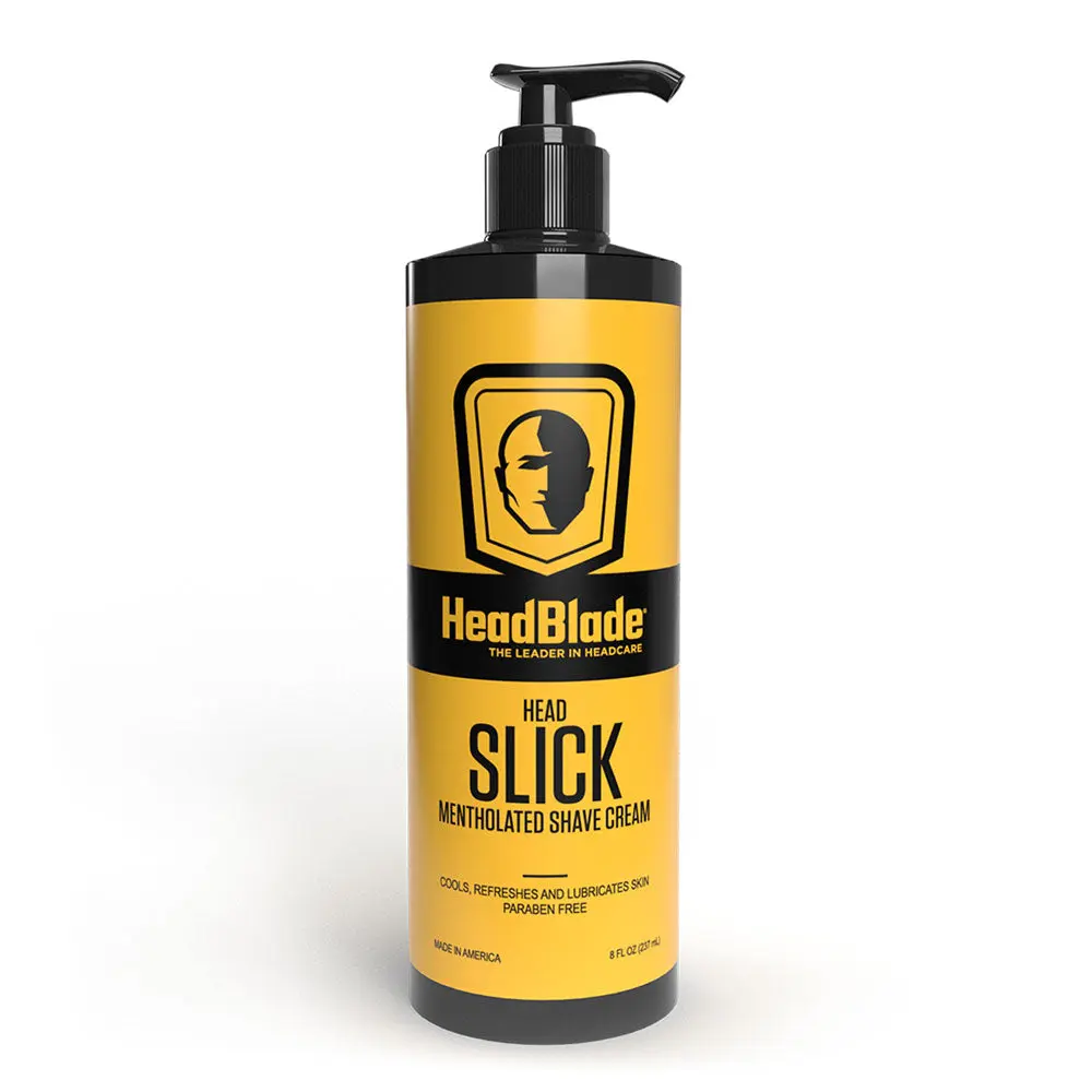 HeadSlick Mentholated Shave Cream - 8oz Pump Aftershave Cleansing Paraben Free Cleanser Shaving Foam