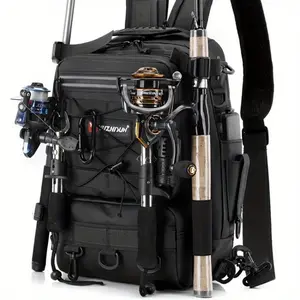 JSERYISGN Angler‘s Outdoor Pro Backpack | Large Capacity, Durable Fabric with Sectioned Hang Points | Organizes Fishing Tackle & Accessories with Ease