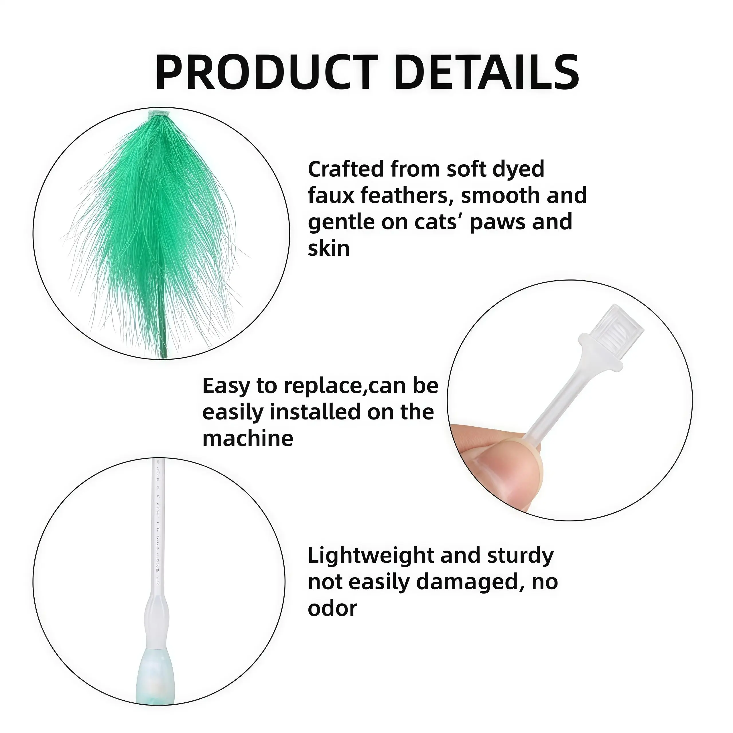 4 Pcs Cat Feather Wand Replacement Accessories, Compatible with Hide and Seek Interactive Cat Teaser Tools cathunting toy indoor exercise hidden