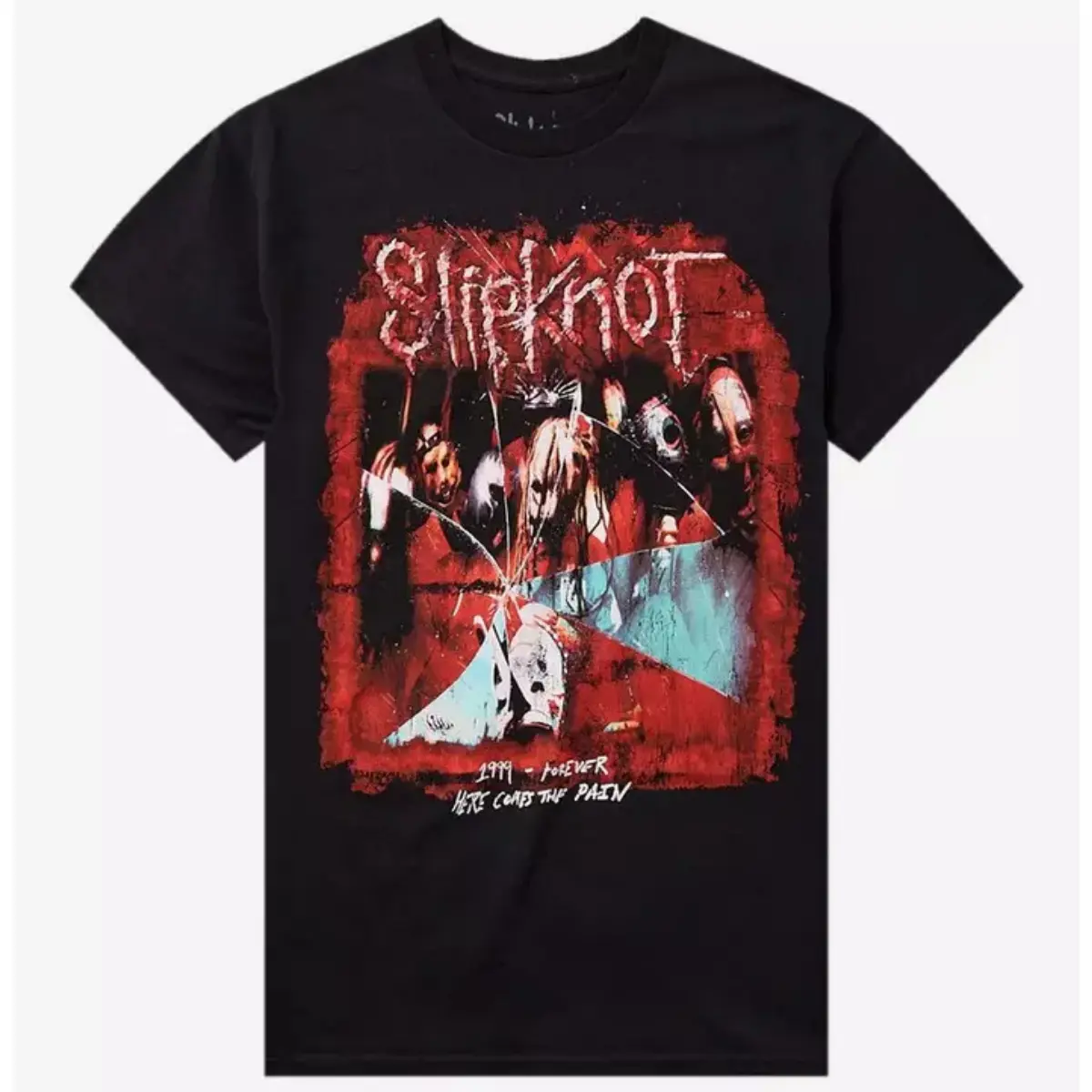 Men's Slipknot Here Comes The Pain Tour Oversized Cotton Graphic Streetwear Short-Sleeve Round Neck T-Shirt - Casual, Breathable Comfortable Top