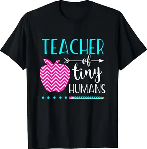 100% Cotton Teacher of Tiny Humans Preschool Pre K Kindergarten Teacher T-Shirt