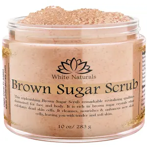 Pure Brown Sugar Scrub, Gentle Exfoliating Natural Body Scrub, Revitalizing Face & Lips Scrubber For Women With Moisturizing Shea Butter & Organic Oils, Cellulite & Stretch Mark Remover Best Gift Idea