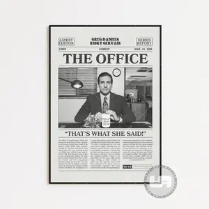 The Office Poster, Gregg Danielss, TV Series Poster, Retro Newspaper, Black White Wall Art, Vintage Retro Art Print, Tv Show Poster No Frame