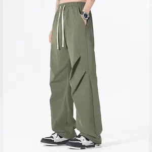 Lightweight Draped Jogger Pants With Drawstring And Wide Legs - Casual Trendy Loose Everyday Trousers