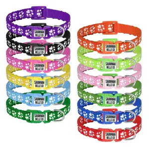 Savannah Belle Co. Puppy Dog Collar - PAW print design Comfortable Fit for Everyday Use, Easy to Put On and Take Off, Ideal for Walks and Daily Use