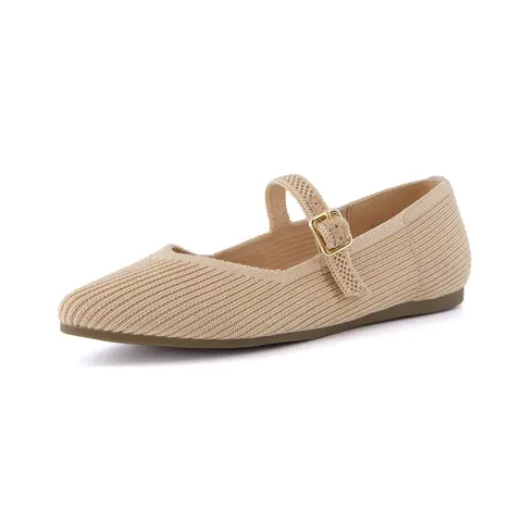 Cushionaire Sonnet Mary Jane Knit Flats For Women | Stretch Knit Mary Jane Flats With Adjustable Strap | Stylish Everyday Flats With Wide Widths Available