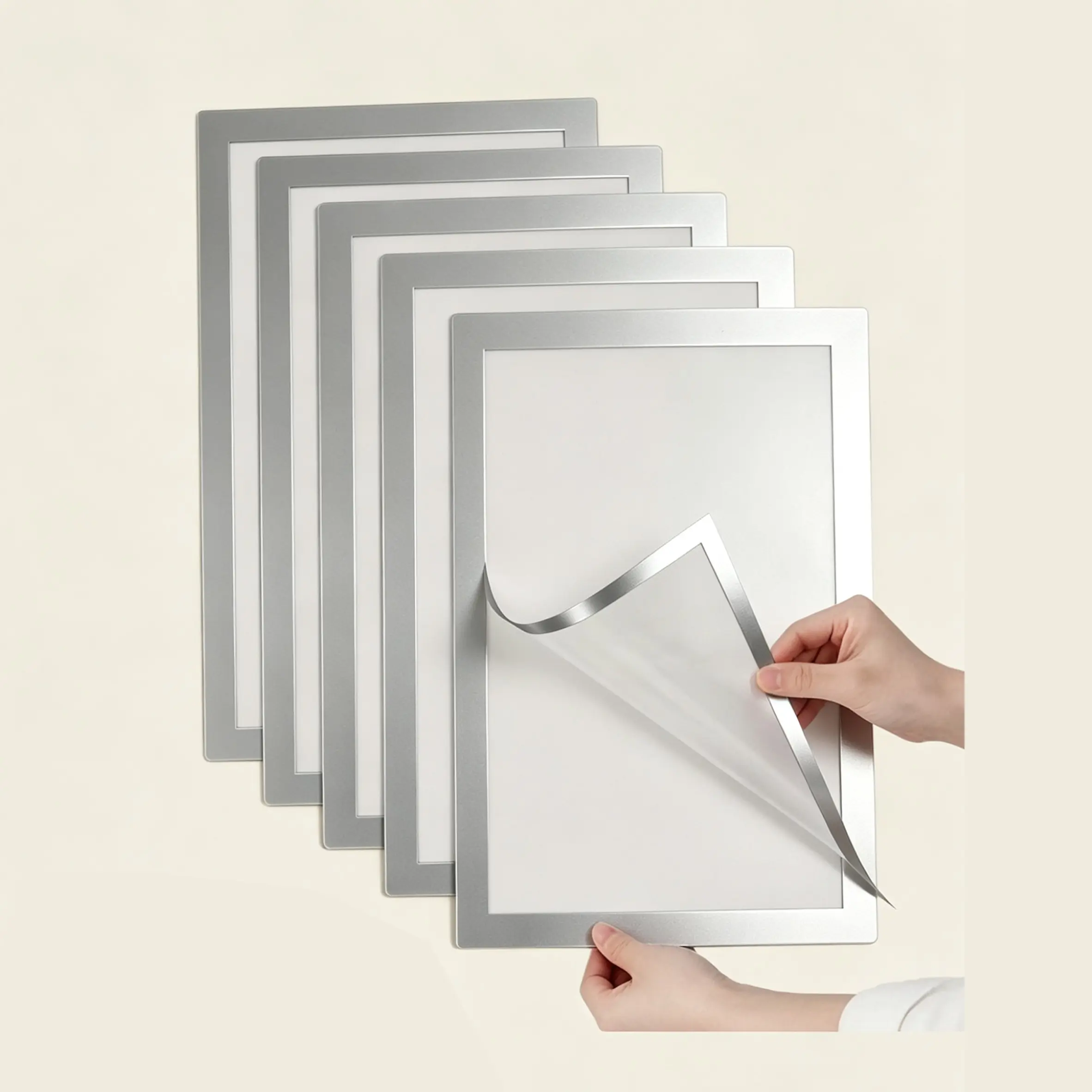Classic Square Magnetic Picture Frame Set of 5, Strong Suction, Easy Installation, Suitable for Photos and Certificates, Vertical Design for Gallery Wall Display, Wall Gallery Frames
