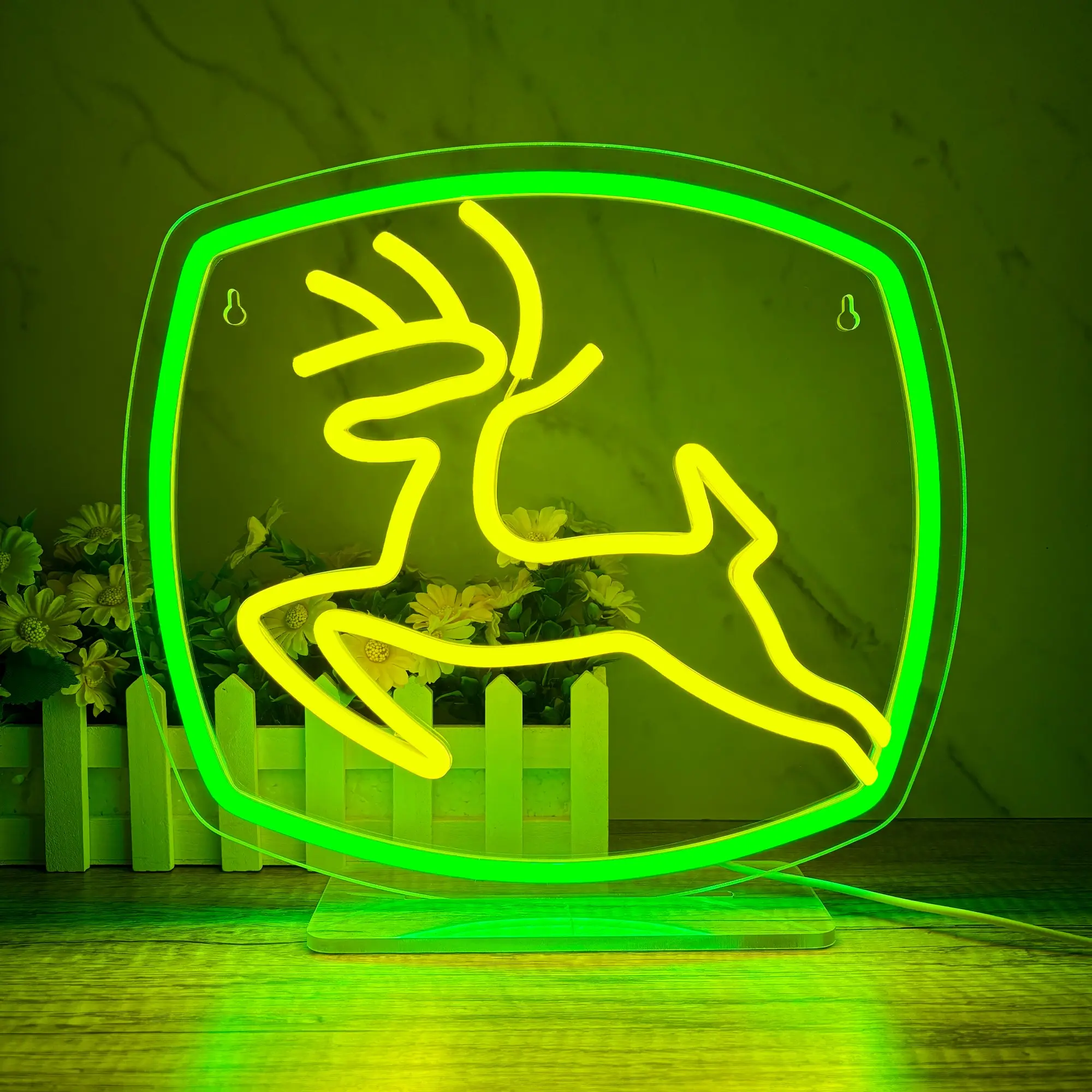 John Deere Dimmable LED Neon Tractor Sign Wall Decor - USB Power Supply, Multi-Color Farmhouse Style Decor for Garage, Boys Room, Playroom - Ideal Birthday Gift, Wall Neon Sign, Indoor Decorative Light, Led Neon Lights, Led Neon Signs