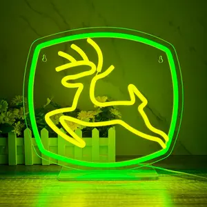 John Deere Dimmable LED Neon Tractor Sign Wall Decor - USB Power Supply, Multi-Color Farmhouse Style Decor for Garage, Boys Room, Playroom - Ideal Birthday Gift, Wall Neon Sign, Indoor Decorative Light