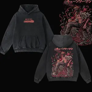 Retro Heavy Limited Denji x Chainsaw Man Anime Hoodie, Double Printed Vintage Washed Hoodie, Anime Manga,Gift For Anime Fan, Graphic Hoodies, Anime Streetwear BMX 2T0