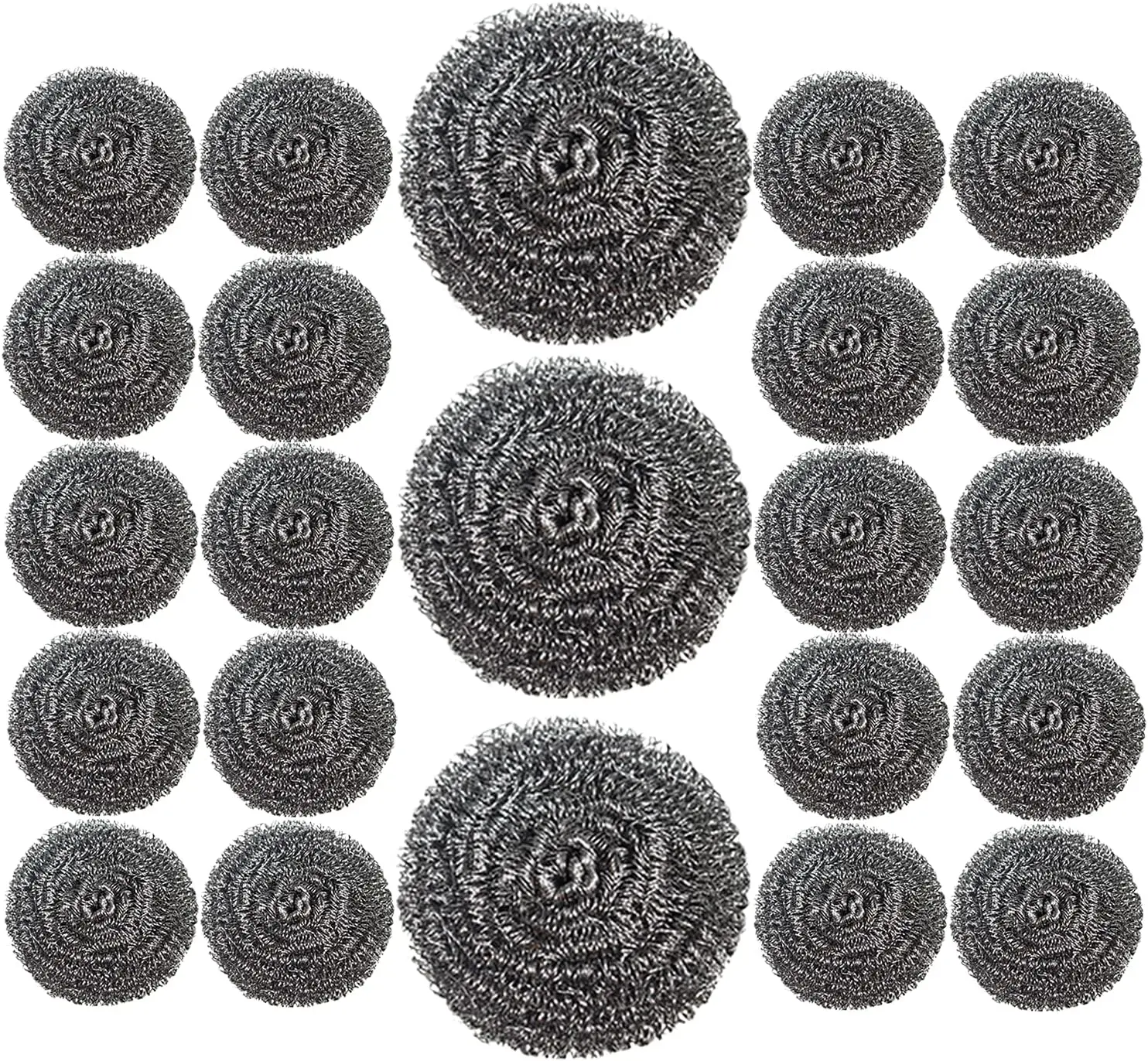 Heavy Duty Stainless Steel Wool Scourer Sponges for Hard-to-Clean Stoves, Pots and Cooker Hoods, 20 Pack