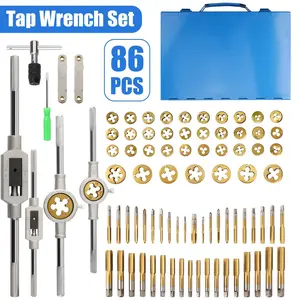 86 pcs Tap and Die Set SAE & Metric Standard Large Threading Tool Kit for Rethreading Carbon Steel Hex Die Spiral Point Tap for Automotive Repair Metalworking Toolbox Essentials