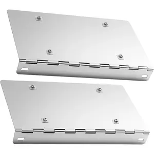 Pelopy 2 Pcs No Drill Stainless Steel Universal License Plate Mount with Hinge Screw Accessories, License Bracket Holder, Durable Car Tag Holder for Pickup Truck Trailer Semi Trailers, Classic Cars
