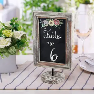 Tabletop Chalkboard Sign Torched Wood Set of 2