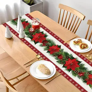 72 "X13" Christmas Tablecloth, Christmas Tree Merry Christmas Holiday Printing Linen Table Flag, Bed Tail Flag, Placemat Protection Pecoration, Table Runners