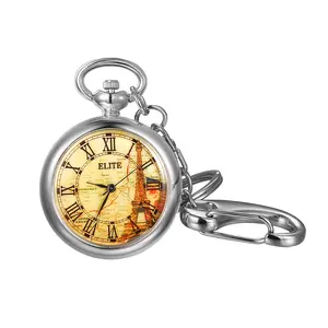 OIDEA Unisex Pocket Fob Watch with Key Ring, Clean & Simple Alloy Case, Easy to Read Roman Numeral Dial, Compact EDC Timepiece with Gift Box, Clean & Simple Pocket & Fob Watches, Easy To Read Pocket & Fob Watches