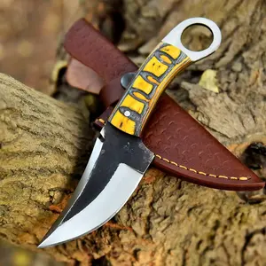 Fixed Blade Hunting Knife - Handmade Bushcraft Carbon Steel With Leather Sheath