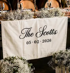 Custom Hand-Embroidered Last Name Canvas Banner - Personalized Wall Art Sign for Weddings, Established Celebrations