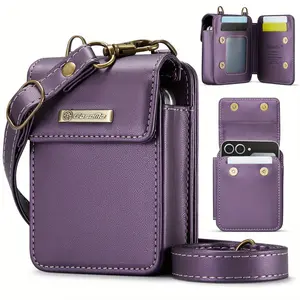 For Samsung Galaxy Z Flip 6 5 4 3 Case Crossbody With RFID Blocking Card Holder Slots Magnetic Flip Closure Protective Mini Bag Wallet Phone Case For Samsung Galaxy Z Flip 6/ 5/ 4/ 3 5G