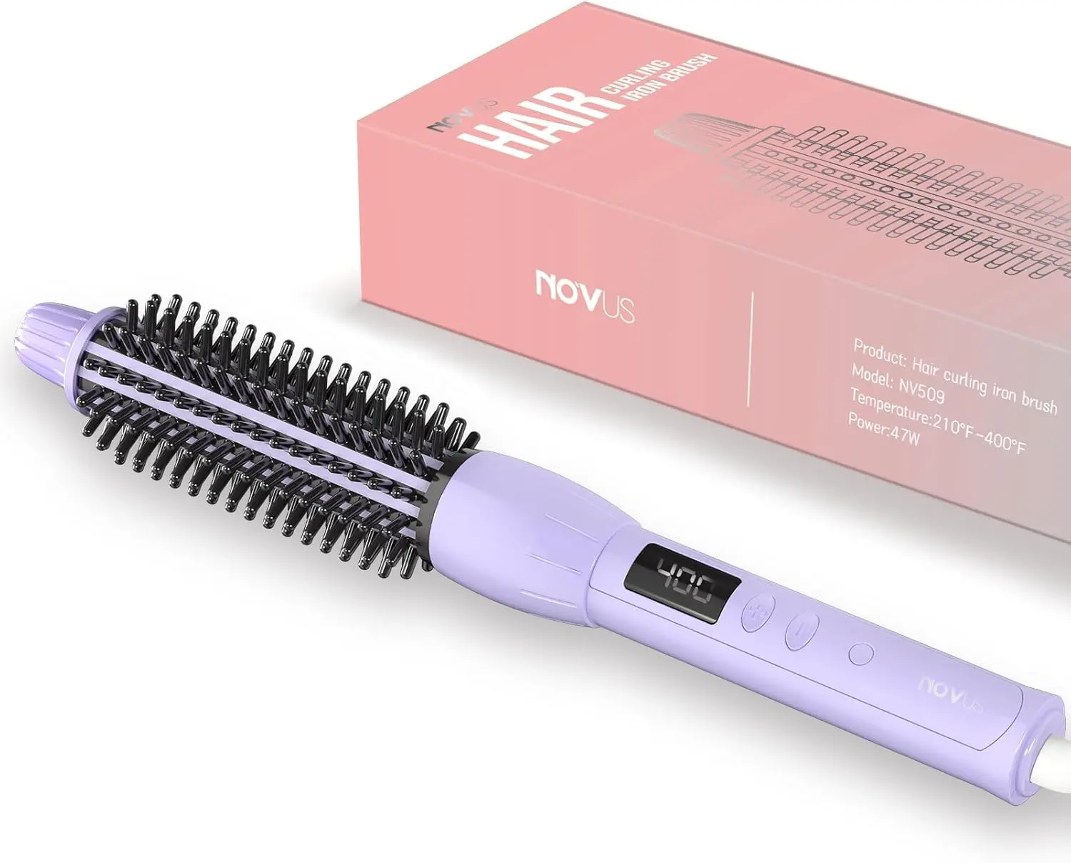 NOVUS Technology Curling Iron Thermal Brush,  60 min Shut Off Electric and 11 Temperature Adjustable Heated Straightener