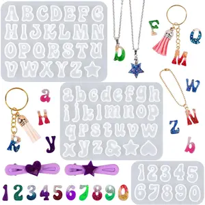 Actvty Mini Alphabet Resin Molds - 3Pcs Letter Molds for Epoxy Casting Small Number Alphabet Silicone Mold for DIY Earring Necklace Pendant Jewelry Resin Crafts Decor