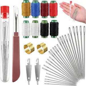 39 count Steel  for Hand Sewing Kit Big Eye Steel Sewing  2  Threaders 8 Threads and  Repair Kit for Beginners & Daily Use