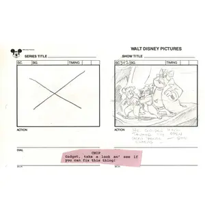 Chip n Dale Rescue Rangers Original Production Animation Storyboard Walt Disney FIRST EPISODE 1988 A50
