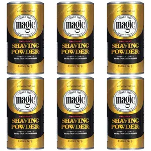 SoftSheen-Carson Magic Shave Gold Razorless Shaving Powder for Men, 4.5 oz (Pack of 6) | Hair Removal Cream, Helps Reduce Razor Bumps & Ingrown Hairs, Fragrant