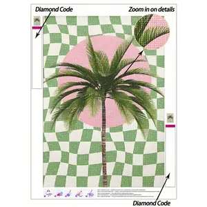 5D DIY Diamond Painting | Tropical Beach Landscape Diamond Painting Kit. Grid Art Plant Painting. High-Definition Diamond Painting Art, Handmade Decorative Painting, Full Mosaic Craft Kit, Exercising DIY Skills And Concentration.