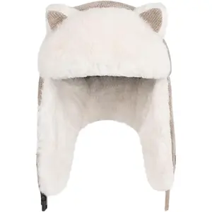 Girls Winter Trapper Hat Fleece Earflap Ushanka Cap with Cat Ears Warm Cute Fur Hat for Skiing Outdoor Cold Weather Adjustable Hook Loop Chin Strap