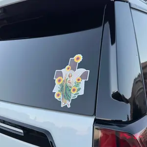 San Judas Tadeo Sunflowers Color Vinyl Car Sticker - Colorful Decor Decorative Set Ornaments Religious Mexico