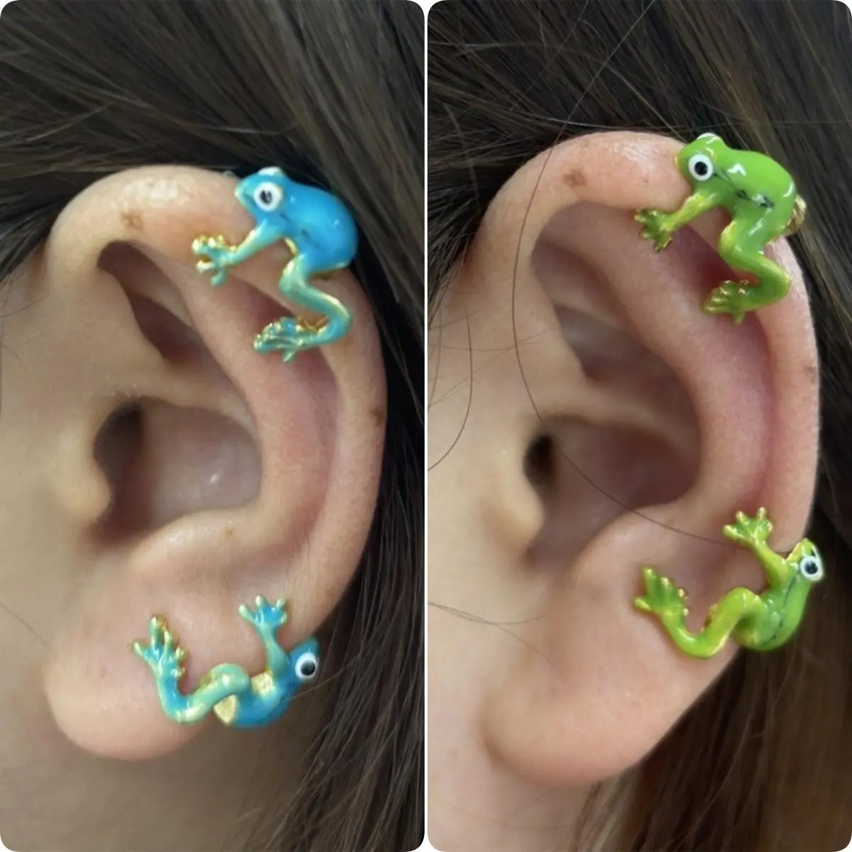Lovely Creative Blue/Green Frog Ear Cuff for Women's Funny Earrings Jewelry Accessories Fit Fashion Festivale Gifts for Friends
