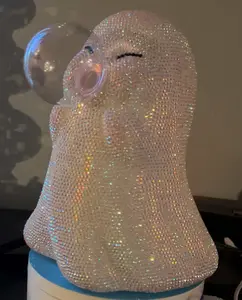 Rhinestone Ghost Blowing Bubble Sparkling Decorative Item with Rhinestones Featuring a Unique Ghost Design