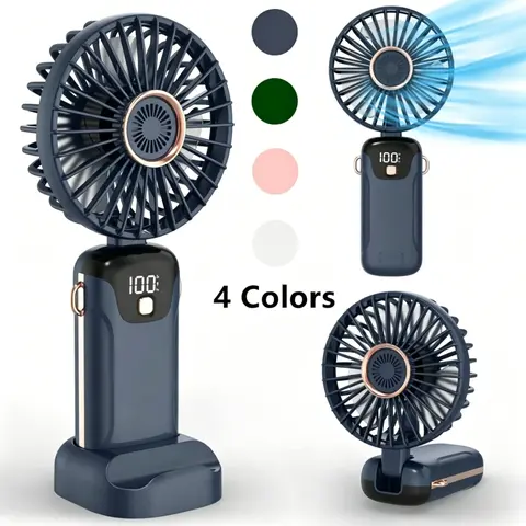Rechargeable Mini Cordless Battery Operated Fan - Adjustable Casual Portable Handheld Cooling Fan with Digital Screen, 90° Angle Control, 5 Speeds Display, for Outdoor Sports, Travel